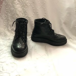 TUK Creeper Brogue Booties, Size 7, Leather